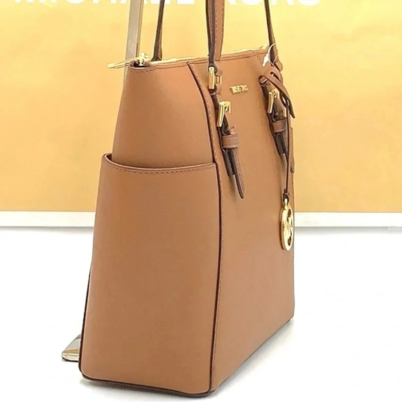 MICHAEL KORS CHARLOTTE LARGE TOP ZIP TOTE BAG LUGGAGE BROWN (NWT) - Picture 6 of 14